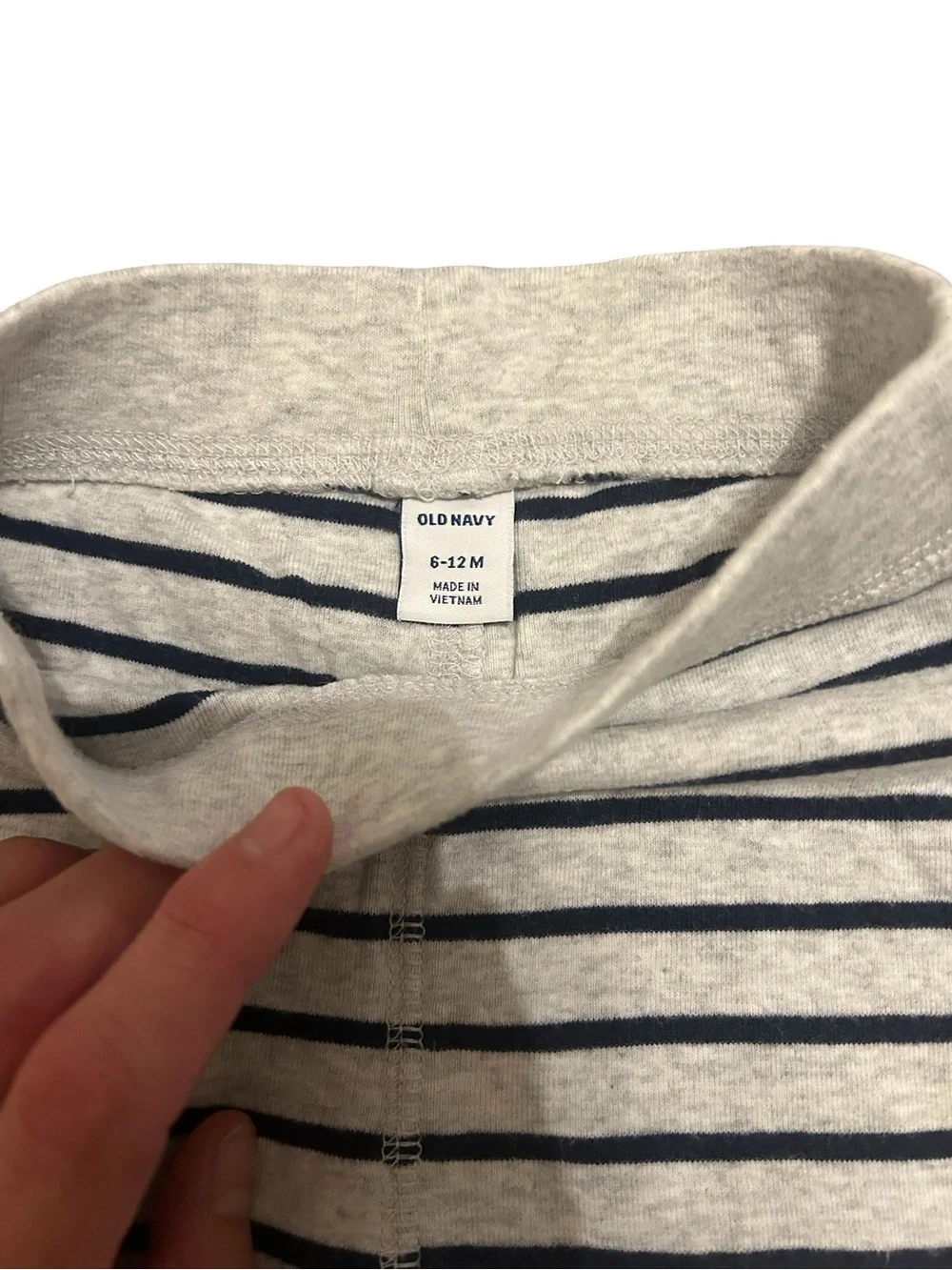 Old Navy Heather Cream & Navy Striped Baby Leggings